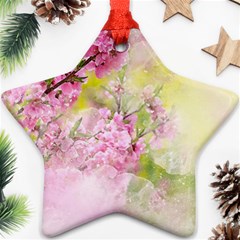 Flowers Pink Art Abstract Nature Ornament (star)