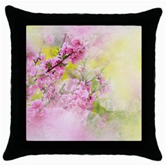 Flowers Pink Art Abstract Nature Throw Pillow Case (black) by Celenk