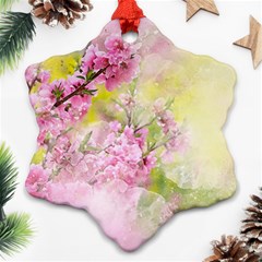 Flowers Pink Art Abstract Nature Snowflake Ornament (two Sides)