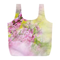 Flowers Pink Art Abstract Nature Full Print Recycle Bags (l)  by Celenk