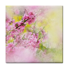 Flowers Pink Art Abstract Nature Tile Coasters by Celenk