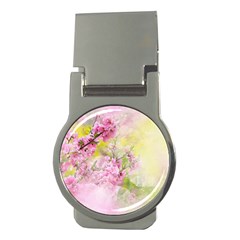 Flowers Pink Art Abstract Nature Money Clips (round)  by Celenk