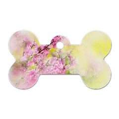 Flowers Pink Art Abstract Nature Dog Tag Bone (one Side)