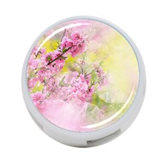 Flowers Pink Art Abstract Nature 4-port Usb Hub (one Side) by Celenk