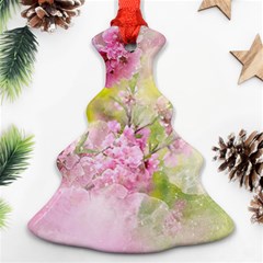 Flowers Pink Art Abstract Nature Ornament (christmas Tree) 