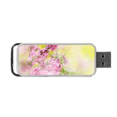 Flowers Pink Art Abstract Nature Portable Usb Flash (one Side) by Celenk