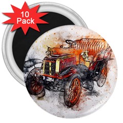 Car Old Car Art Abstract 3  Magnets (10 Pack)  by Celenk