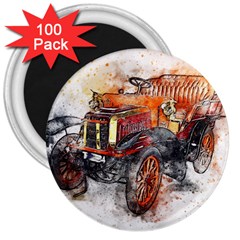 Car Old Car Art Abstract 3  Magnets (100 Pack) by Celenk