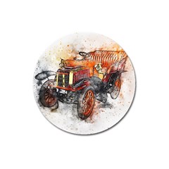 Car Old Car Art Abstract Magnet 3  (round) by Celenk