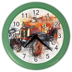 Car Old Car Art Abstract Color Wall Clocks by Celenk