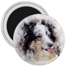 Dog Shetland Pet Art Abstract 3  Magnets by Celenk