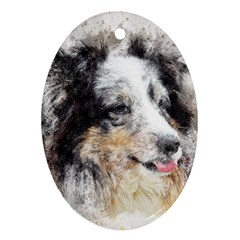 Dog Shetland Pet Art Abstract Ornament (oval) by Celenk