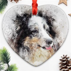 Dog Shetland Pet Art Abstract Ornament (heart) by Celenk