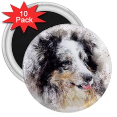 Dog Shetland Pet Art Abstract 3  Magnets (10 Pack)  by Celenk