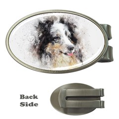 Dog Shetland Pet Art Abstract Money Clips (oval)  by Celenk