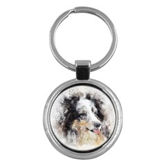 Dog Shetland Pet Art Abstract Key Chains (round)  by Celenk