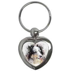 Dog Shetland Pet Art Abstract Key Chains (heart)  by Celenk