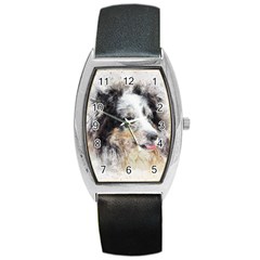 Dog Shetland Pet Art Abstract Barrel Style Metal Watch by Celenk