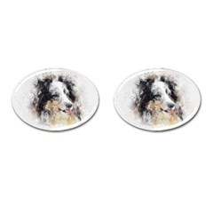 Dog Shetland Pet Art Abstract Cufflinks (oval) by Celenk