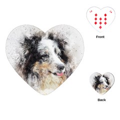 Dog Shetland Pet Art Abstract Playing Cards (heart)  by Celenk