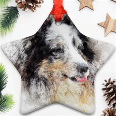 Dog Shetland Pet Art Abstract Star Ornament (two Sides) by Celenk