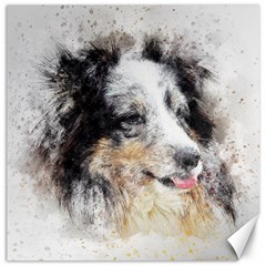 Dog Shetland Pet Art Abstract Canvas 12  X 12   by Celenk