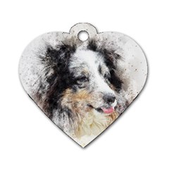 Dog Shetland Pet Art Abstract Dog Tag Heart (two Sides) by Celenk