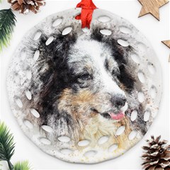 Dog Shetland Pet Art Abstract Ornament (round Filigree) by Celenk