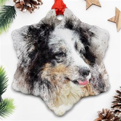 Dog Shetland Pet Art Abstract Snowflake Ornament (two Sides) by Celenk