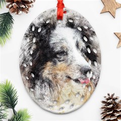 Dog Shetland Pet Art Abstract Ornament (oval Filigree) by Celenk