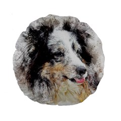 Dog Shetland Pet Art Abstract Standard 15  Premium Round Cushions by Celenk