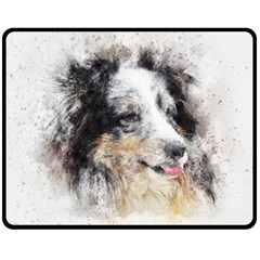 Dog Shetland Pet Art Abstract Double Sided Fleece Blanket (medium)  by Celenk