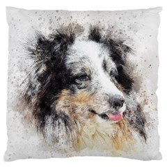 Dog Shetland Pet Art Abstract Large Flano Cushion Case (one Side) by Celenk