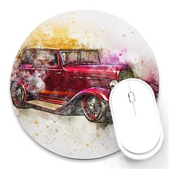 Car Old Car Art Abstract Round Mousepads by Celenk