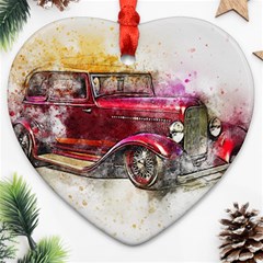 Car Old Car Art Abstract Ornament (heart) by Celenk