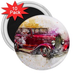 Car Old Car Art Abstract 3  Magnets (10 Pack)  by Celenk