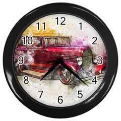 Car Old Car Art Abstract Wall Clocks (black) by Celenk