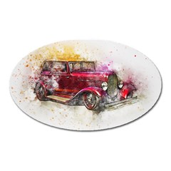 Car Old Car Art Abstract Oval Magnet by Celenk