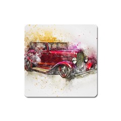 Car Old Car Art Abstract Square Magnet by Celenk