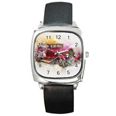 Car Old Car Art Abstract Square Metal Watch by Celenk