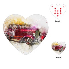 Car Old Car Art Abstract Playing Cards (heart)  by Celenk