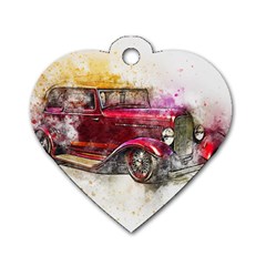 Car Old Car Art Abstract Dog Tag Heart (one Side) by Celenk