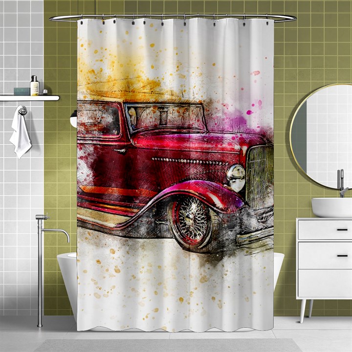 Car Old Car Art Abstract Shower Curtain 48  x 72  (Small) 