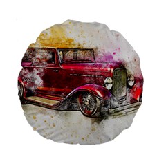 Car Old Car Art Abstract Standard 15  Premium Round Cushions by Celenk