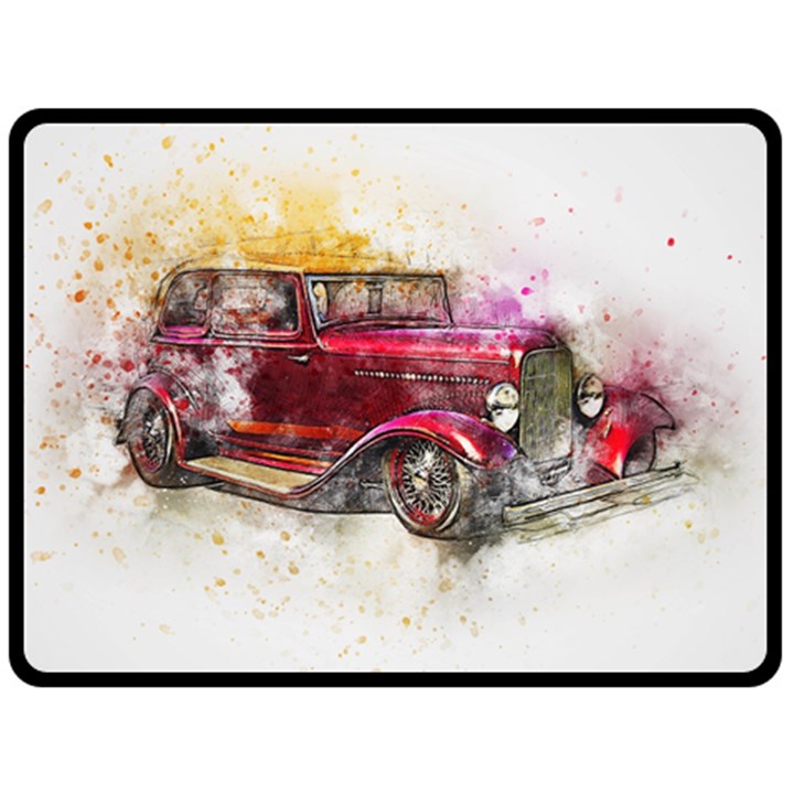 Car Old Car Art Abstract Double Sided Fleece Blanket (Large) 