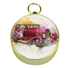 Car Old Car Art Abstract Gold Compasses by Celenk