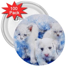 Dog Cats Pet Art Abstract 3  Buttons (100 Pack)  by Celenk