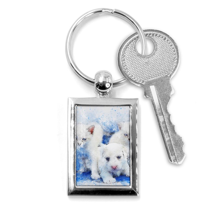 Dog Cats Pet Art Abstract Key Chains (Rectangle) 