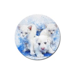 Dog Cats Pet Art Abstract Magnet 3  (round) by Celenk