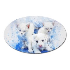 Dog Cats Pet Art Abstract Oval Magnet by Celenk